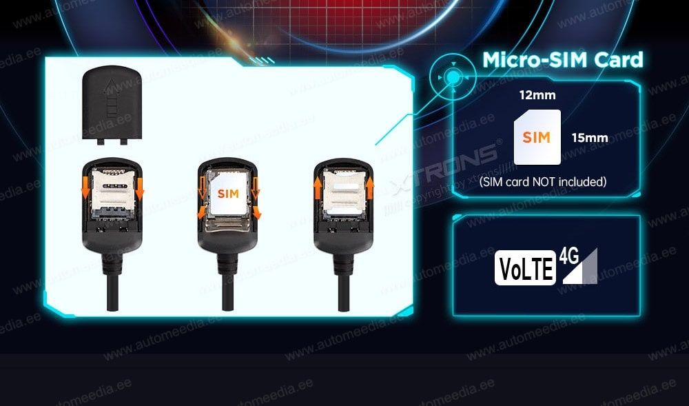 XTRONS IX92MTVL XTRONS IX92MTVL SIM kaardi pesaga 4G modem sisseehitatud