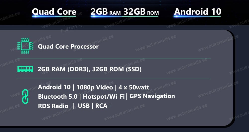 Mazda 3 (2010-2013) XTRONS PSP90M3NM XTRONS PSP90M3NM riistvara protsessor ja RAM ROM mälud.