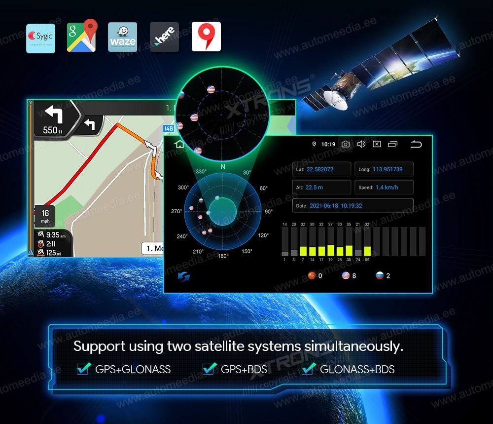 XTRONS IQ82A4AL XTRONS IQ82A4AL GPS offline ja online navigaator