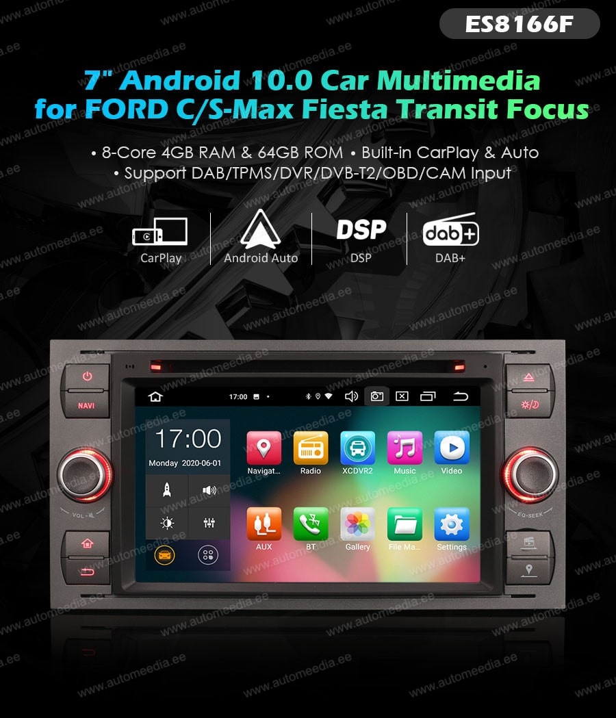 Ford C-Max | S-Max | Galaxy | Focus | Transit (2005-2011) Automedia ES8166F Mudelikohane android multimeediakeskus gps naviraadio