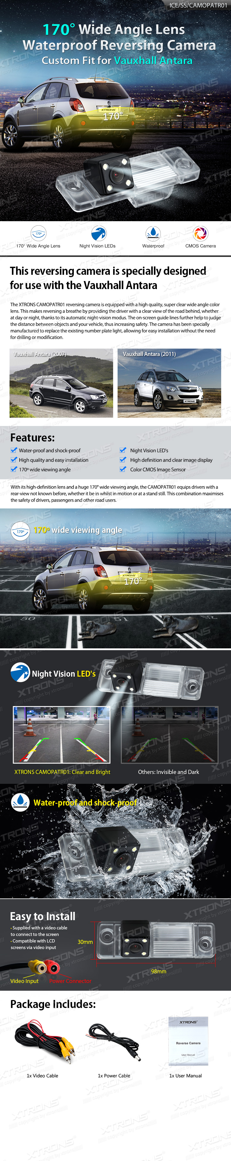 Opel Antara, RCA liitmikuga Xtrons tagurdus / parkimiskaamera multimeedia naviraadiole