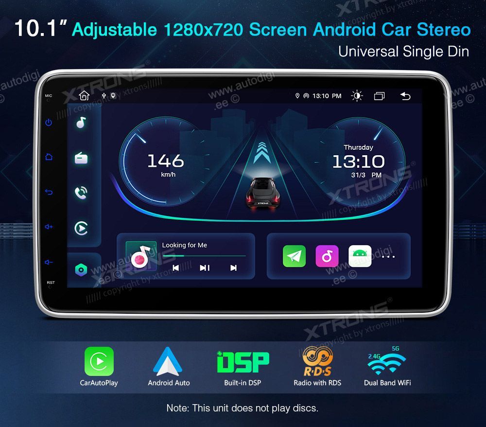 1 DIN  XTRONS DE123L merkkikohtainen Android GPS multimedia näyttösoitin