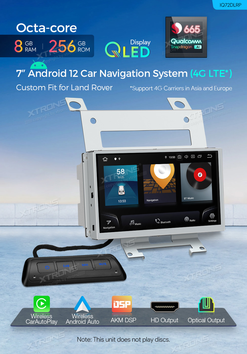 XTRONS IQ72DLRP Car multimedia GPS player with Custom Fit Design