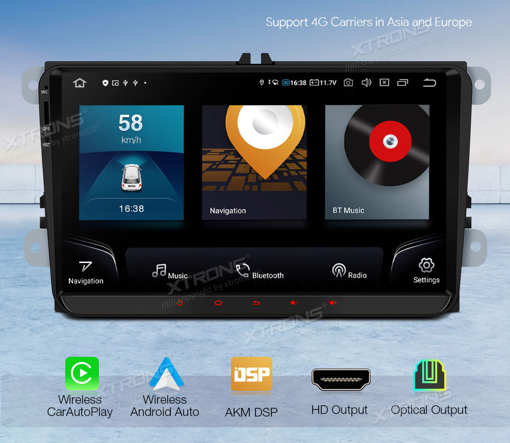 XTRONS IQ92MTVP merkkikohtainen Android GPS multimedia näyttösoitin