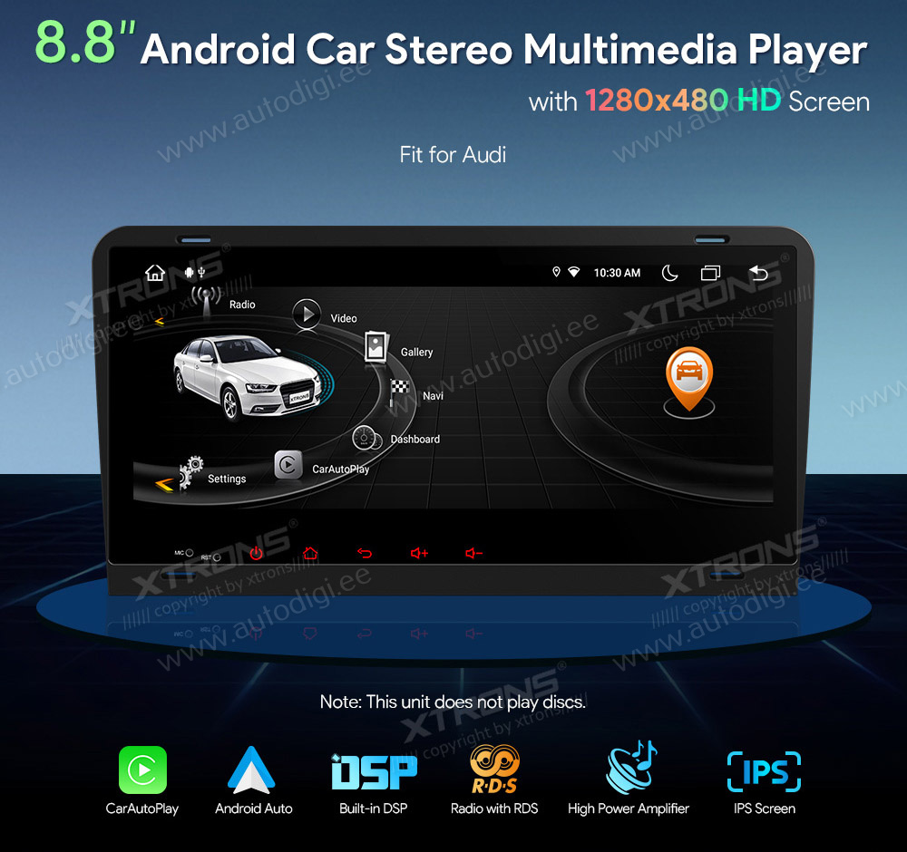 Audi A3 (2003-2012)  XTRONS IA82AA3LH merkkikohtainen Android GPS multimedia näyttösoitin