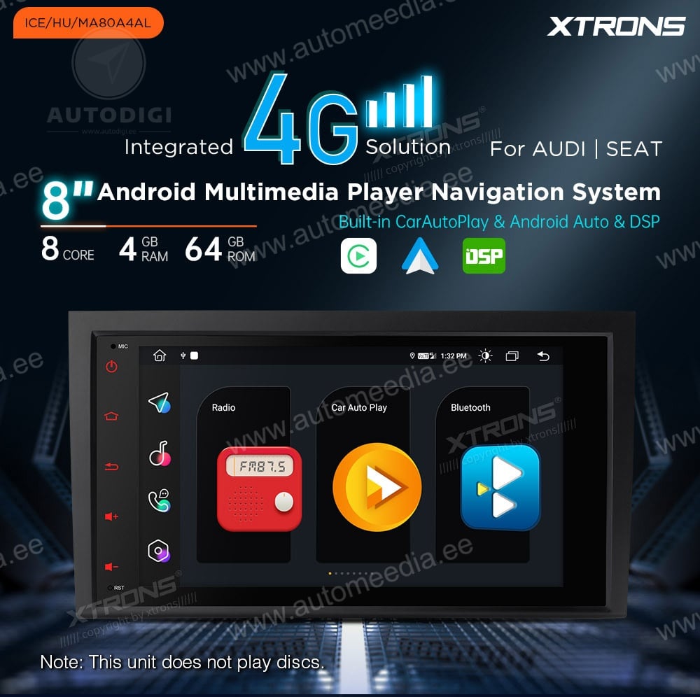 Audi A4 | B5 (2002-2008) XTRONS MA80A4AL Mudelikohane android multimeediakeskus gps naviraadio