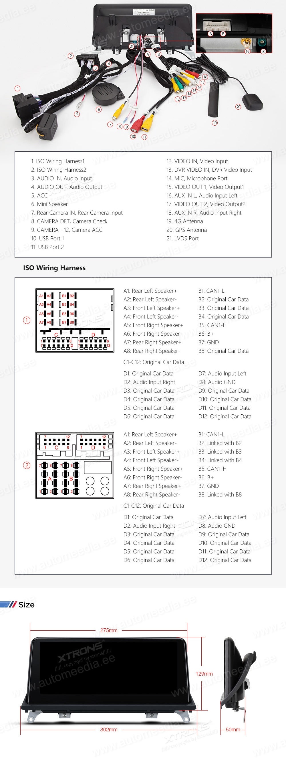 XTRONS QSB12X5CI XTRONS QSB12X5CI mõõdud ühendamine ja pistikute skeem