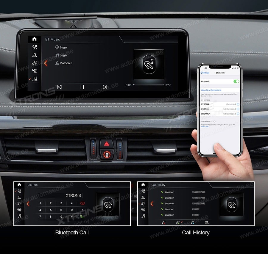 BMW X5 | X6 | F15 | F16 iDrive NBT (2014-2016)  XTRONS QB10X5NBS XTRONS QB10X5NBS kädet vapaana Hands free puhelut & musiikin striimaus