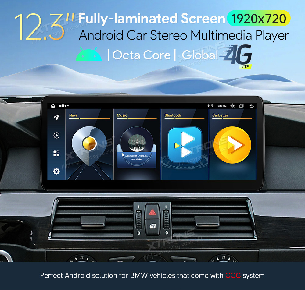 BMW 5.ser | E60 | E61 | iDrive CCC (2005-2008)  XTRONS QLB22CCB12E60 merkkikohtainen Android GPS multimedia näyttö