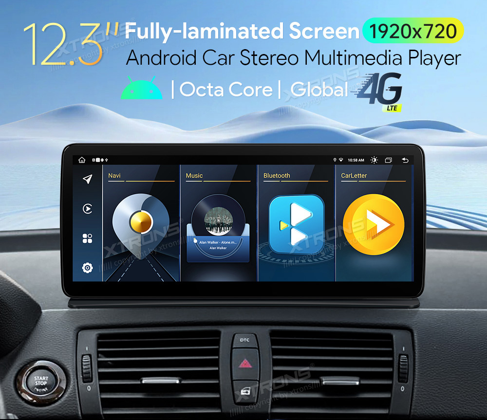 BMW 1. ser. E81 | E82 | E87 | E88 (2010-2012) iDrive CIC  XTRONS QLB22CIB12E87C merkkikohtainen Android GPS multimedia näyttö