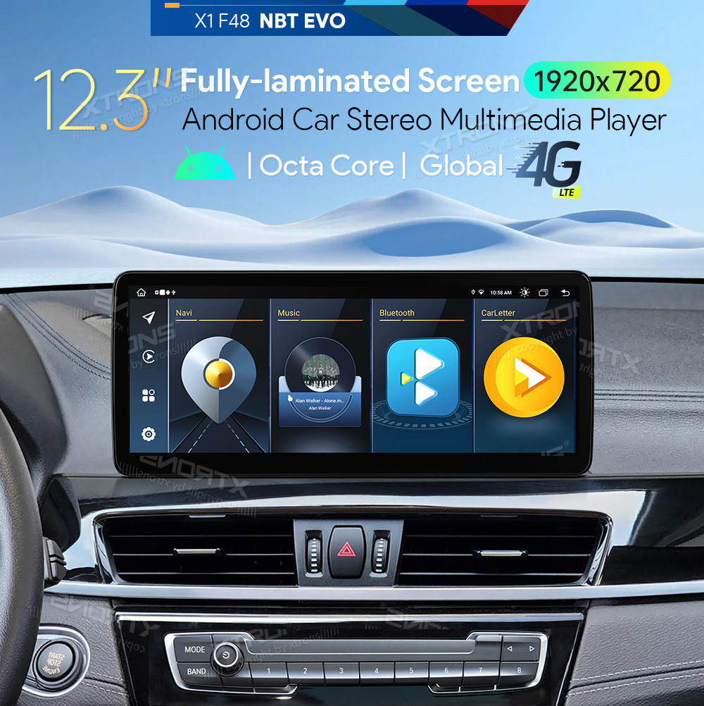 BMW X1 F48 (2018-) | iDrive EVO  XTRONS QLB22EVB12X1N merkkikohtainen Android GPS multimedia näyttö