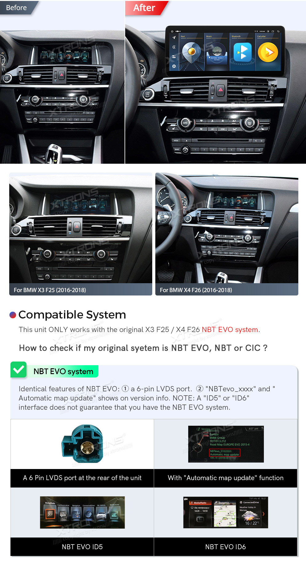 BMW 3/4 ser. (2017 - ) | F30 | F32 | iDrive EVO  совместимость мультимедийного радио в зависимости от модели автомобиля