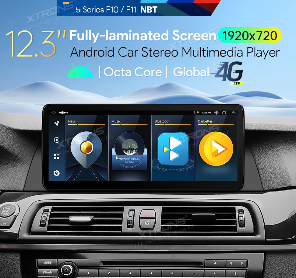 BMW 5. ser. BMW F10 | F11 iDrive NBT (2013-2016)  XTRONS QLB22NB12FV merkkikohtainen Android GPS multimedia näyttö