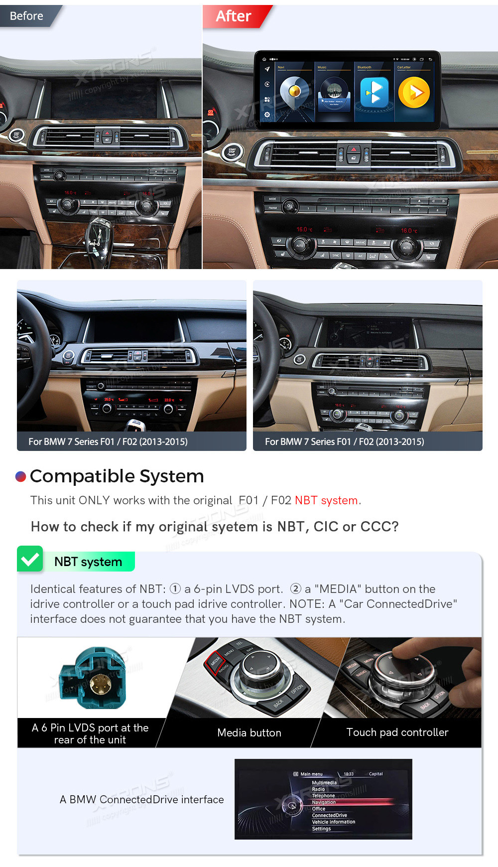 BMW 7.ser F01/F02 (2013 - 2015) | iDrive NBT  совместимость мультимедийного радио в зависимости от модели автомобиля