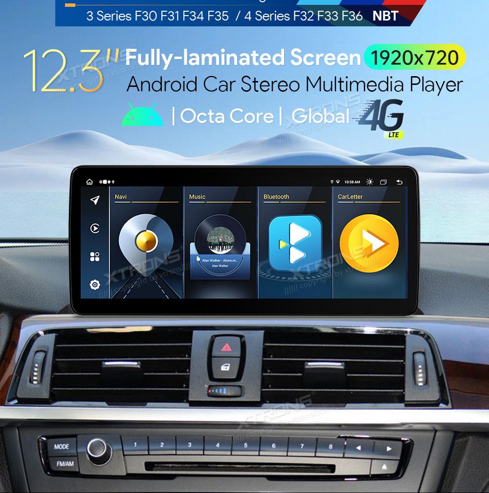 BMW 3.ser | BMW 4.ser | F30 | F32 | (2013-2016)  XTRONS QLB22NB12THL merkkikohtainen Android GPS multimedia näyttö