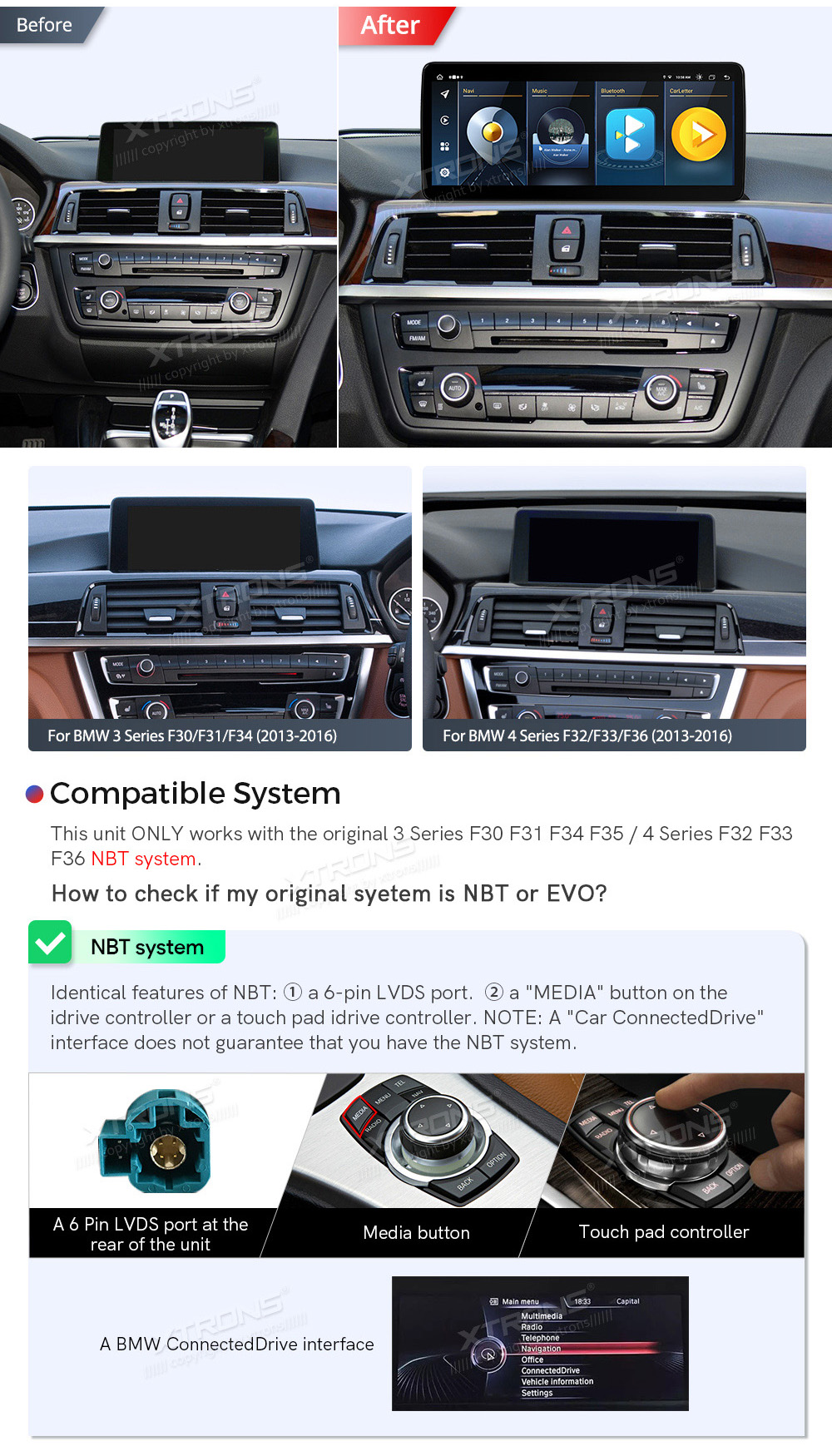 BMW 3.ser | BMW 4.ser | F30 | F32 | (2013-2016)  совместимость мультимедийного радио в зависимости от модели автомобиля