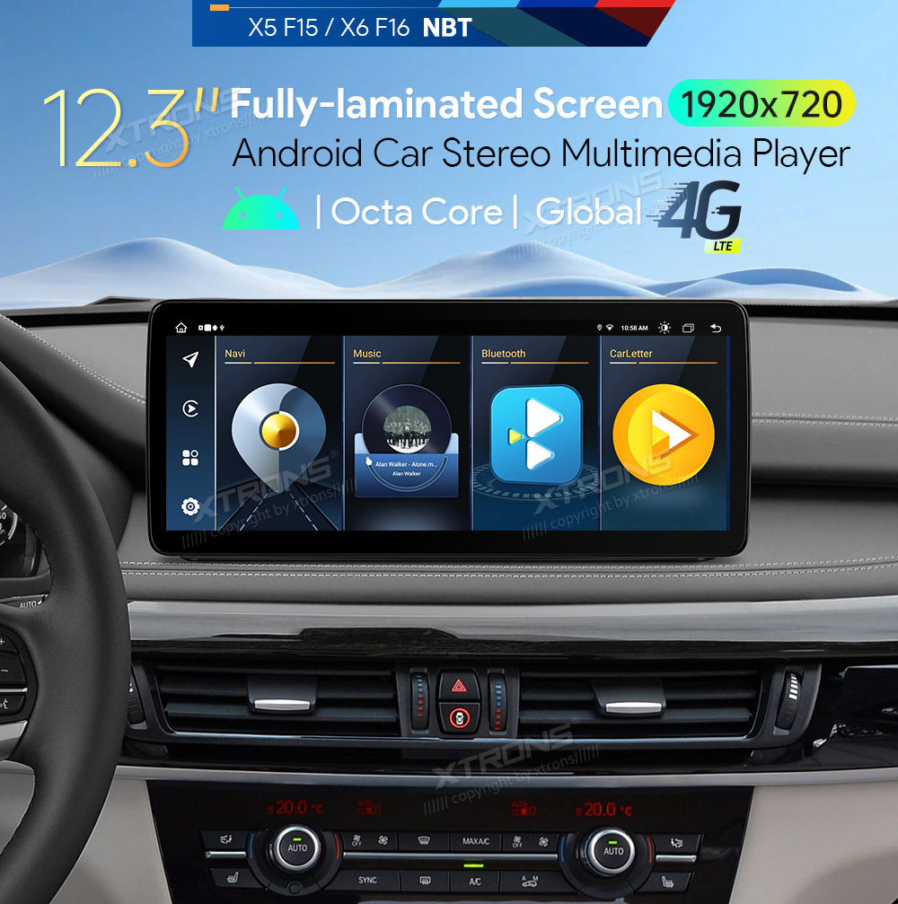 BMW X5 | X6 | F15 | F16 iDrive NBT (2014-2016)  XTRONS QLB22NB12X5N merkkikohtainen Android GPS multimedia näyttö