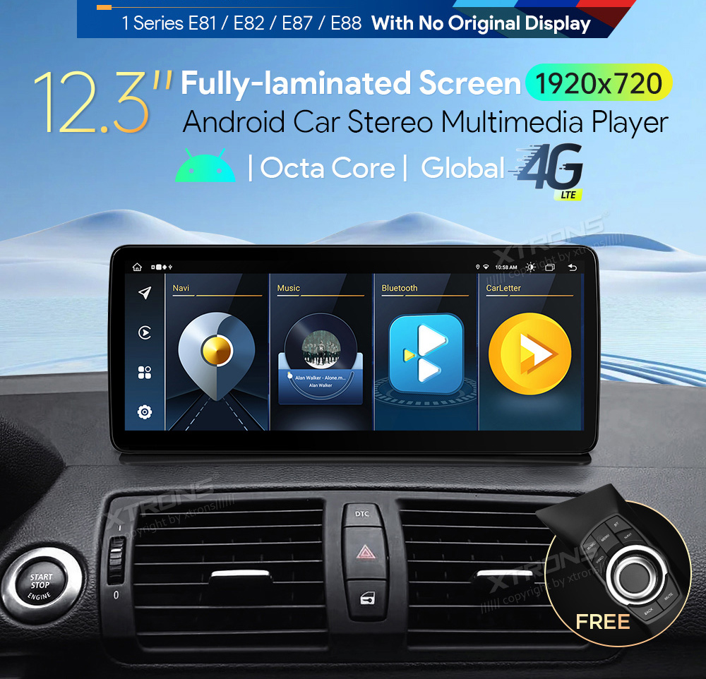 BMW 1. ser. E81 | E82 | E87 | E88 (2004-2012) w/o orig. screen  XTRONS QLB22UMB12E87L Штатная магнитола Android