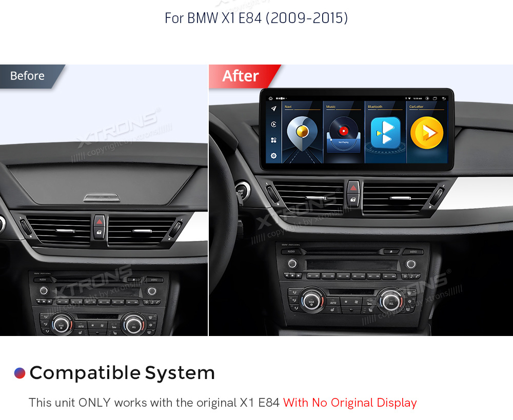 BMW X1 E84 (2009-2015) w/o orig. screen  совместимость мультимедийного радио в зависимости от модели автомобиля