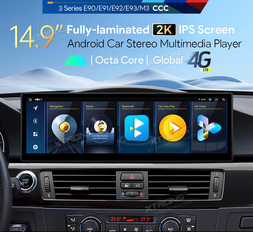 BMW 3.ser | E90 | E92 | E93 iDrive CCC (2004-2008)  XTRONS QLB4292CC merkkikohtainen Android GPS multimedia näyttö