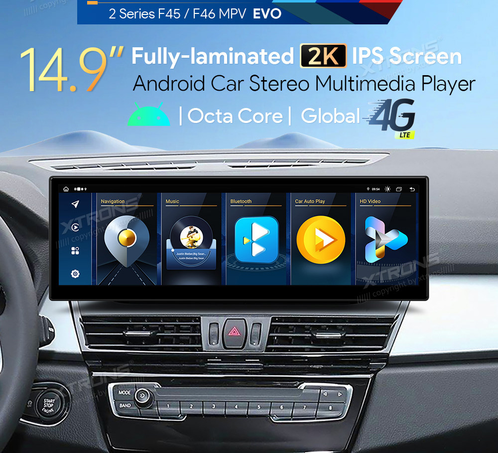BMW 2.ser F45 (2017-) | iDrive EVO  XTRONS QLB42EVTW merkkikohtainen Android GPS multimedia näyttö