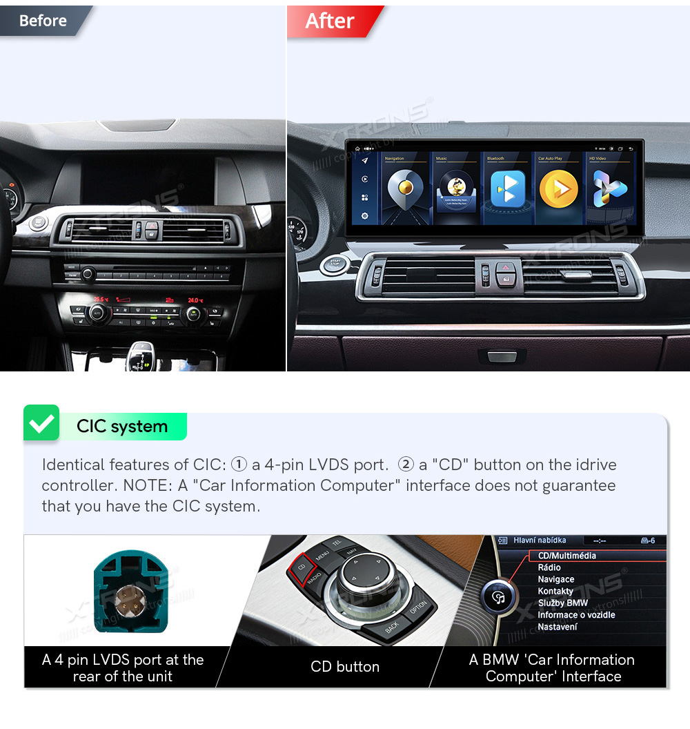 BMW 5.ser F07 GT(2011 - 2012) | iDrive CIC  совместимость мультимедийного радио в зависимости от модели автомобиля