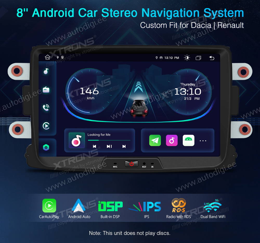 Dacia Duster | Lodgy | Dokker | Renault Captur (2011-2017)  XTRONS PE81DCRL merkkikohtainen Android GPS multimedia näyttösoitin