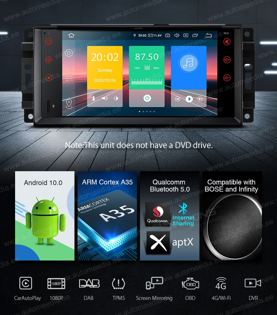 JEEP | DODGE | Chrysler XTRONS IN70WRJL Mudelikohane android multimeediakeskus gps naviraadio