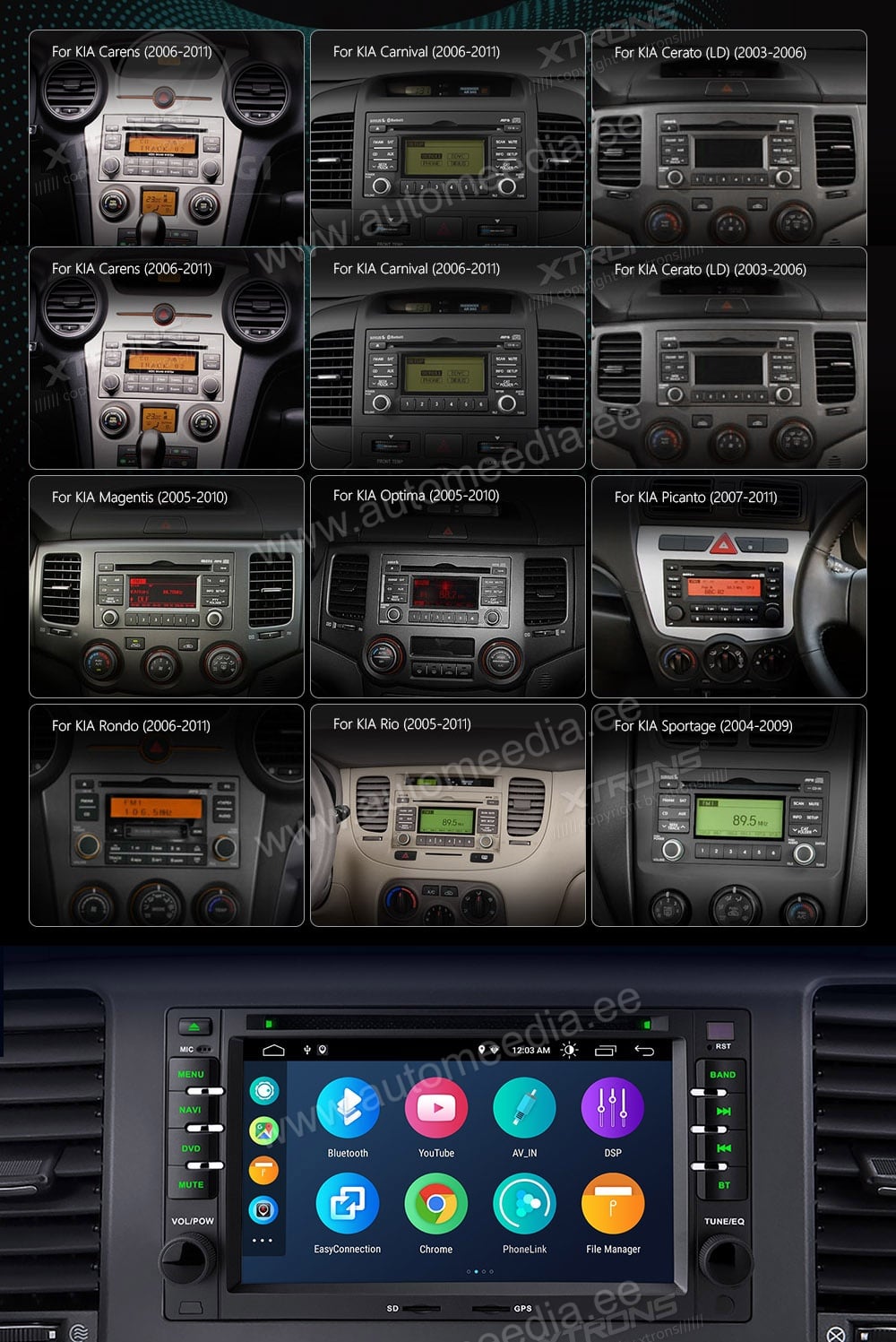 Kia Sportage (2004-2009) | Carens | Carnival | Creato | Optima XTRONS PSA60UNK XTRONS PSA60UNK совместимость мультимедийного радио в зависимости от модели автомобиля