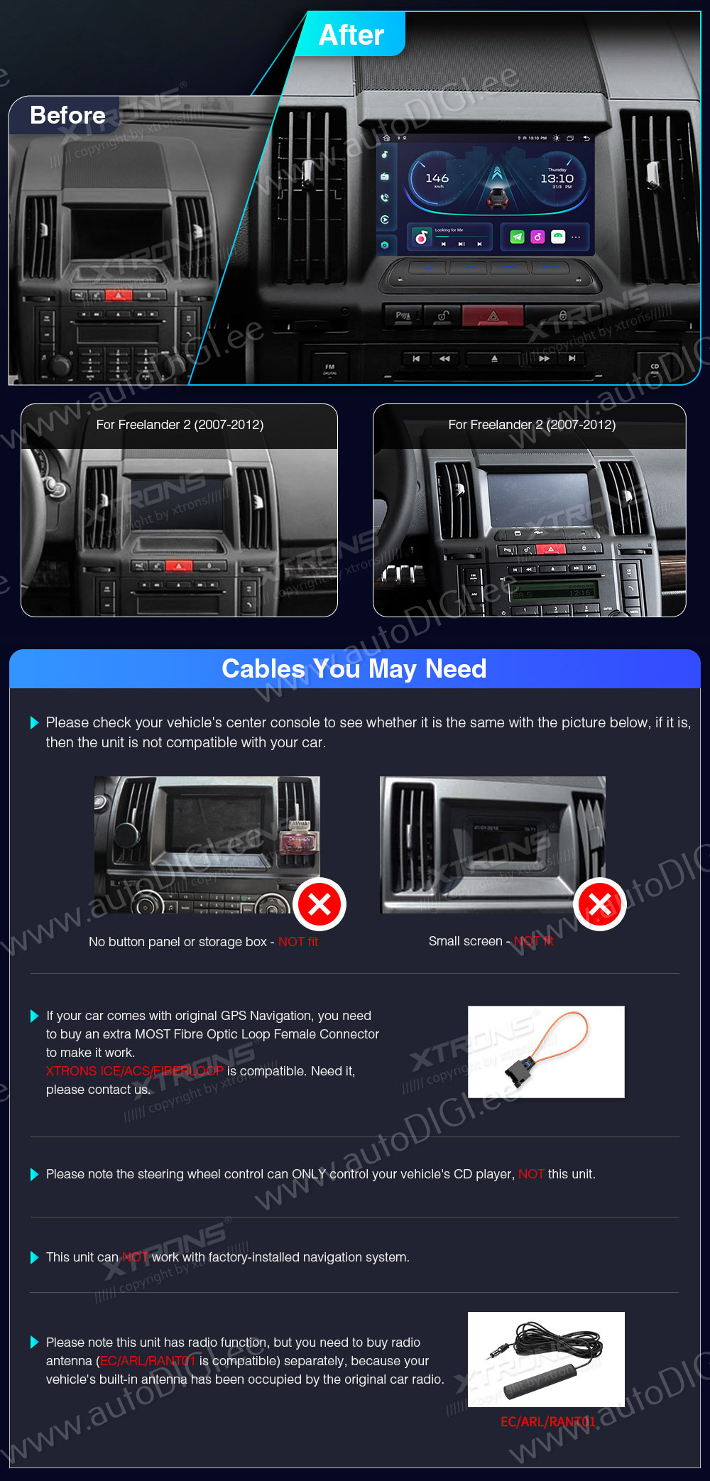 Land Rover Freelander 2 (2007-2012)  совместимость мультимедийного радио в зависимости от модели автомобиля