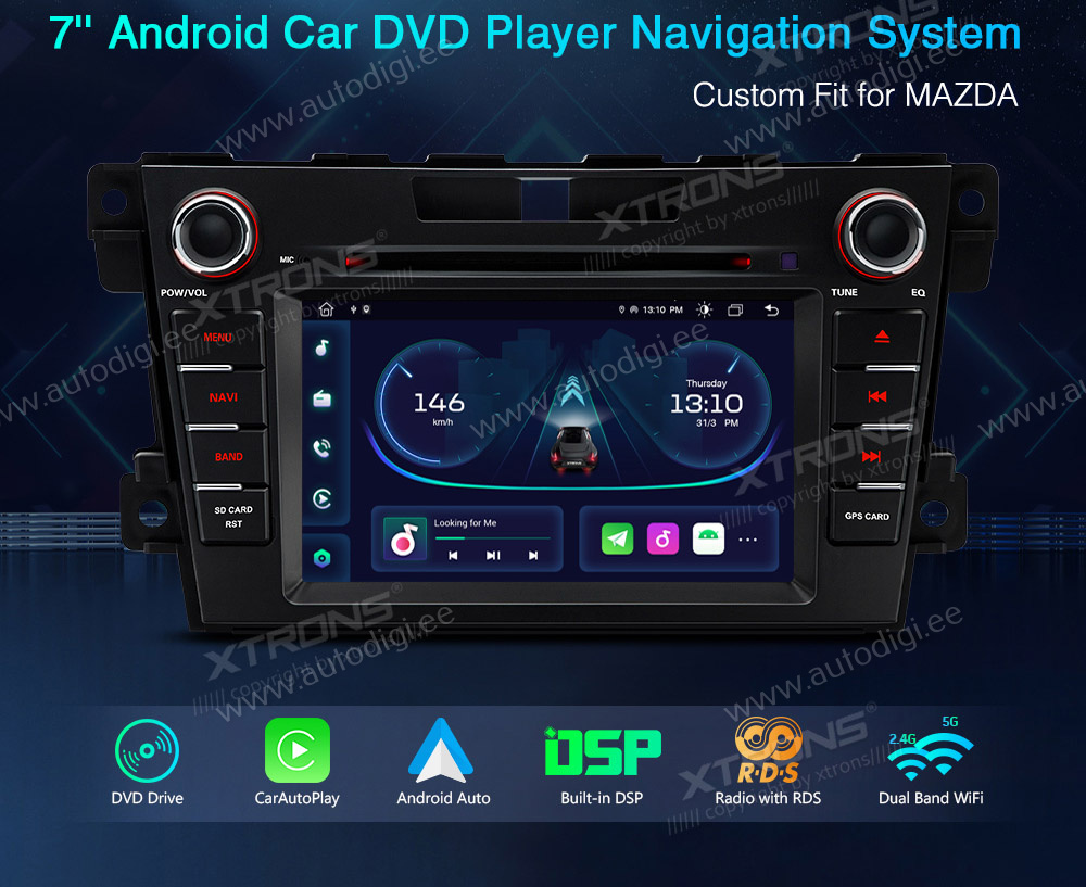 Mazda CX7 (2007-2012)  XTRONS PE72CX7M merkkikohtainen Android GPS multimedia näyttösoitin