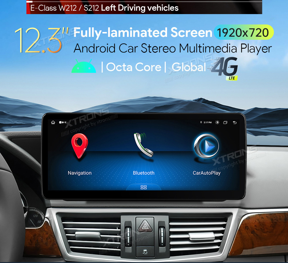 Mercedes-Benz E-Class (2010-2012) | W212 | NTG4.0  XTRONS QLM2240M12EL merkkikohtainen Android GPS multimedia näyttö