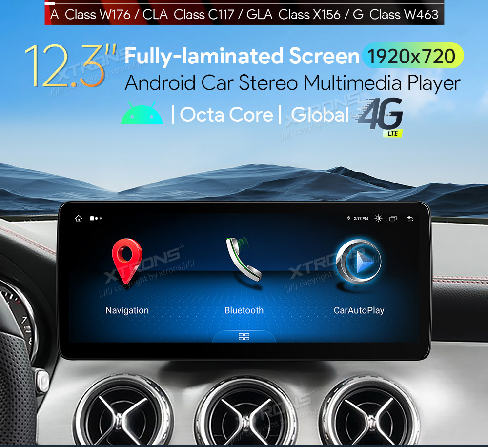 Mercedes-Benz A-Class (2013-2015) | GLA | CLA | W176 | C117 | X156 | NTG4.5 | NTG4.7  XTRONS QLM2245 merkkikohtainen Android GPS multimedia näyttö
