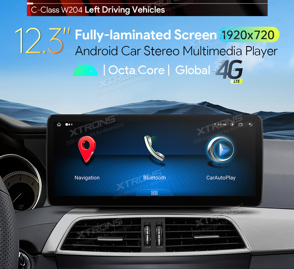 Mercedes-Benz C-Class ( 2011-2014) | W204 | NTG4.5 | NTG4.7  XTRONS QLM2245M12C45L merkkikohtainen Android GPS multimedia näyttö