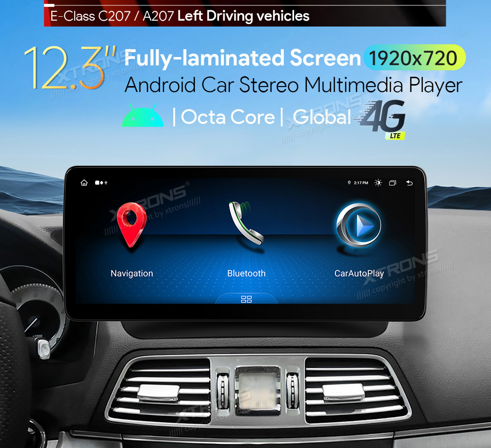 Mercedes-Benz E-Class Coupe (2013-2015) | C207 | NTG4.5 | NTG4.7  XTRONS QLM2245M12ECL merkkikohtainen Android GPS multimedia näyttö