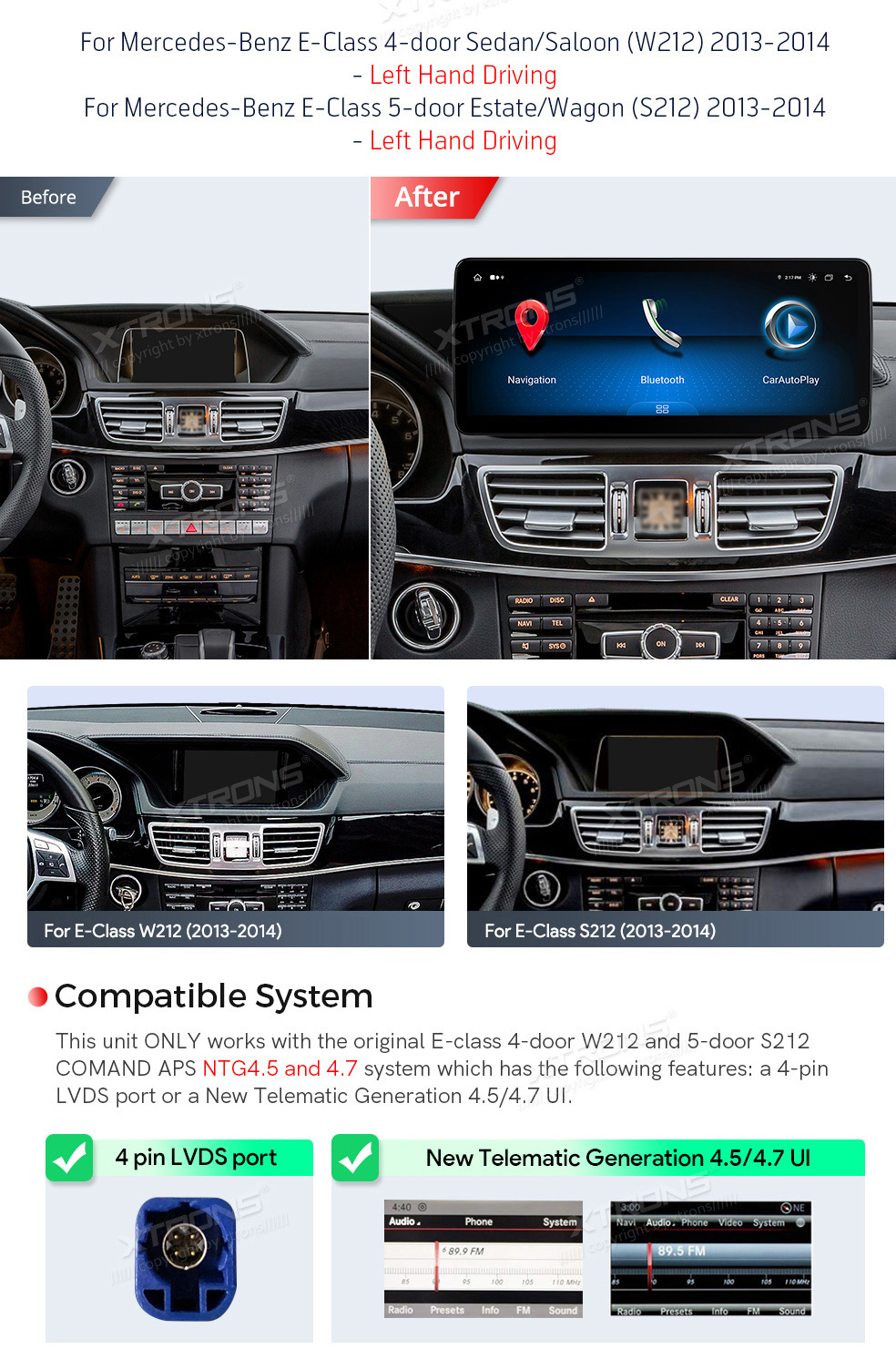 Mercedes-Benz E-Class (2013-2014) | W212 | NTG4.5 | NTG4.7  совместимость мультимедийного радио в зависимости от модели автомобиля