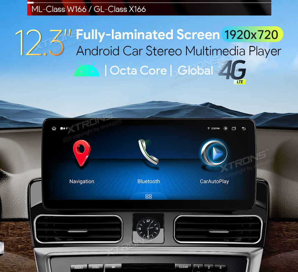 Mercedes-Benz ML W166 | GL X166 | 2012-2015 | NTG 4.5  XTRONS QLM2245M12ML45 merkkikohtainen Android GPS multimedia näyttö