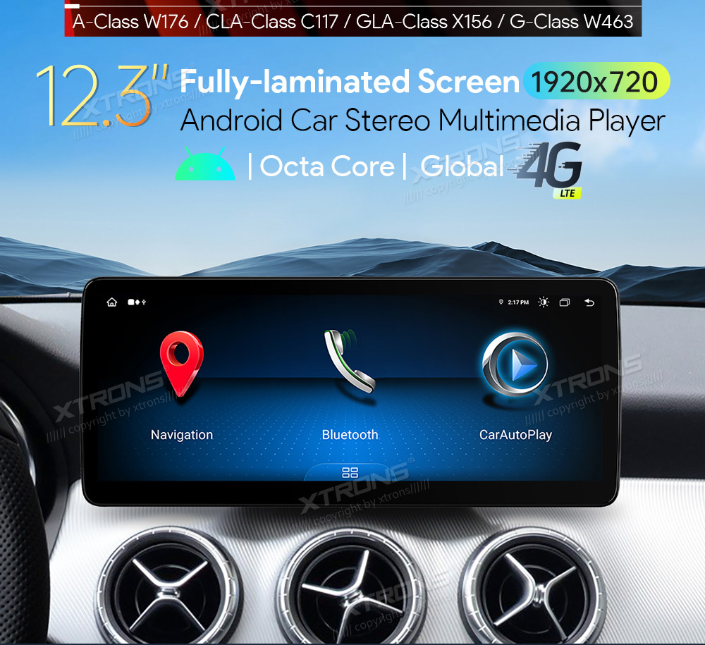 Mercedes-Benz A-Class | GLA | CLA | W176 | C117 | X156 (2016-2018)  XTRONS QLM2250 merkkikohtainen Android GPS multimedia näyttö