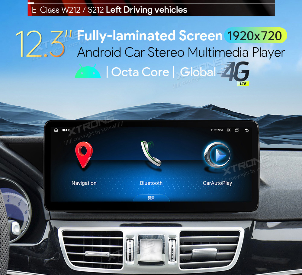 Mercedes-Benz E-Class (2015-2016) | W212 | NTG5.1 | NTG5.2  XTRONS QLM2250M12EL merkkikohtainen Android GPS multimedia näyttö