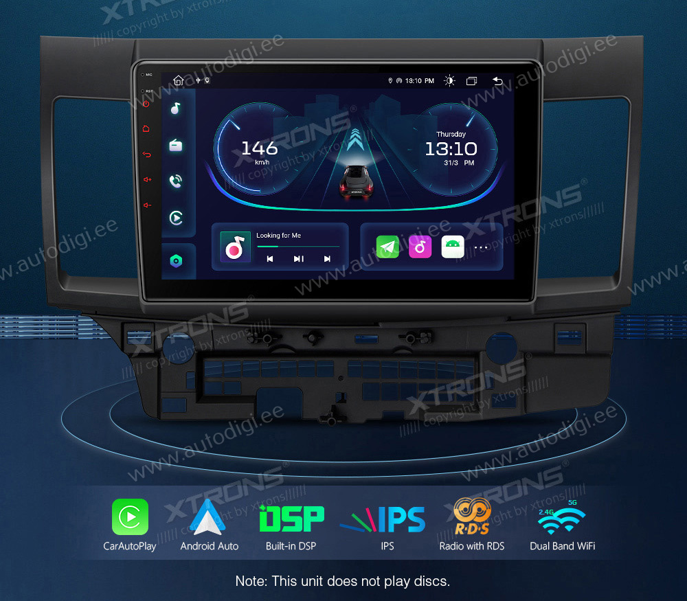Mitsubishi Lancer (2007-2017)  XTRONS PEP12LSM merkkikohtainen Android GPS multimedia näyttösoitin