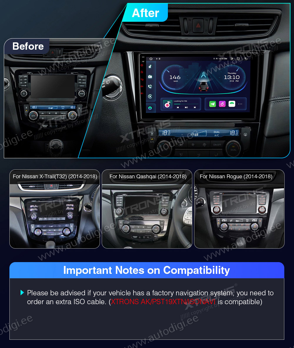 Nissan Qashqai (2016-2017)  совместимость мультимедийного радио в зависимости от модели автомобиля