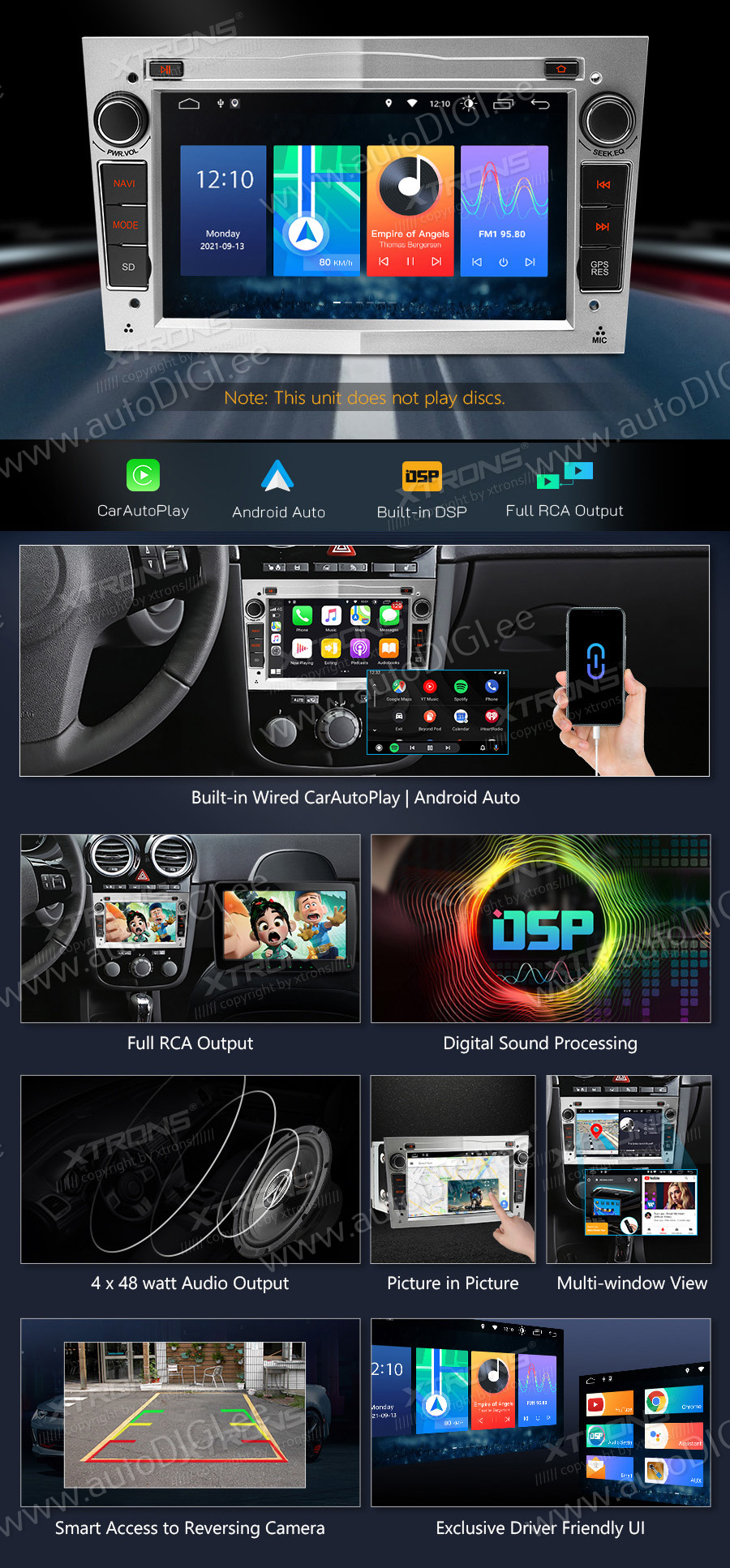 Opel Astra | Zafira | Meriva | Vectra (2004-2012)  XTRONS PSF72VXA_S merkkikohtainen Android GPS multimedia näyttösoitin