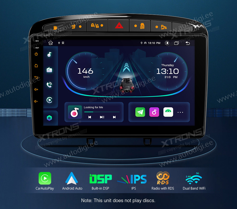 Peugeot 308 (2007-2013) | 408 (2011-2013) | RCZ (2010-2015)  XTRONS PEP92408P merkkikohtainen Android GPS multimedia näyttösoitin
