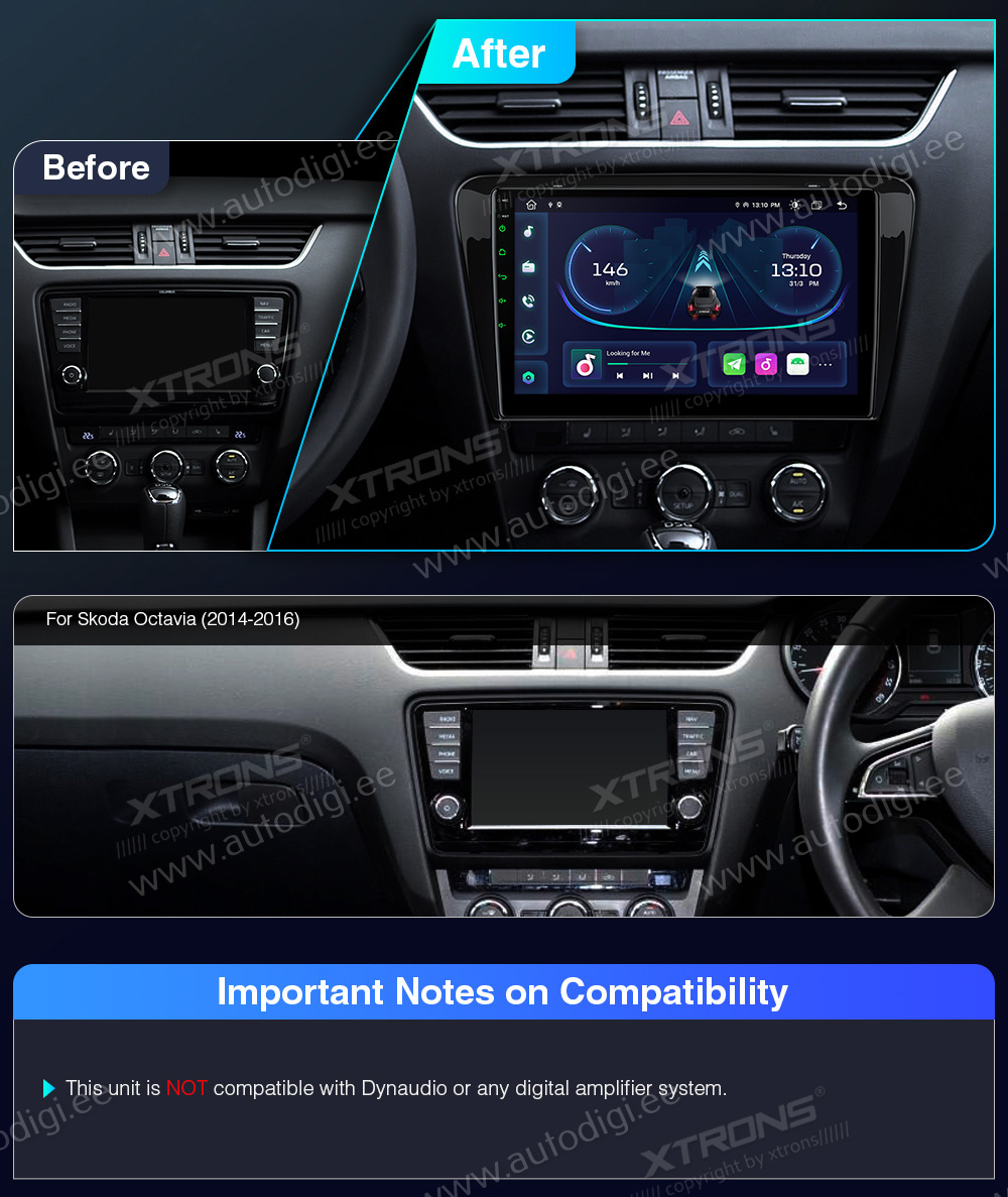 Skoda Octavia (2014-2016)  совместимость мультимедийного радио в зависимости от модели автомобиля
