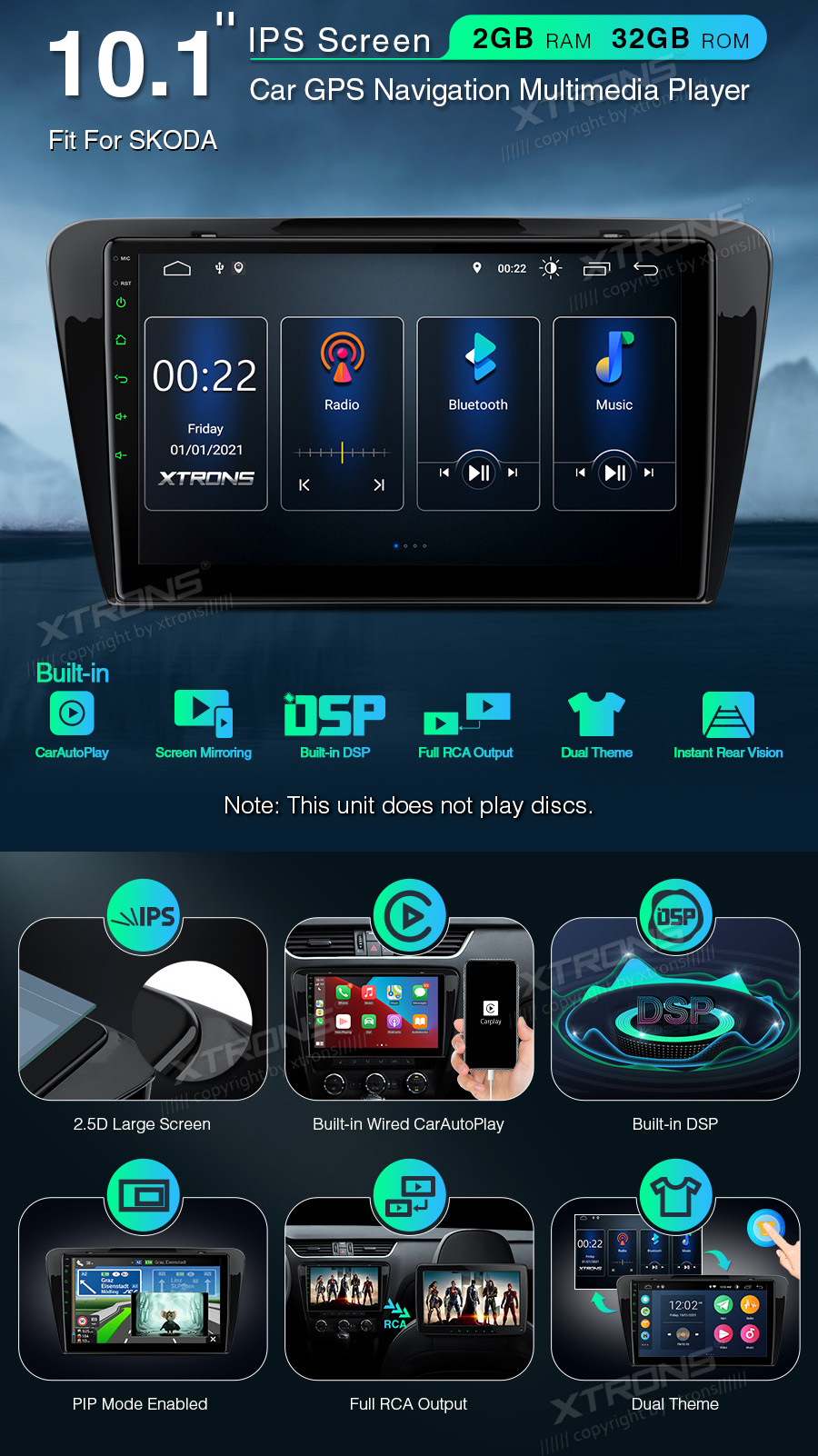 Skoda Octavia (2014-2016) XTRONS PSP10CTS Mudelikohane android multimeediakeskus gps naviraadio