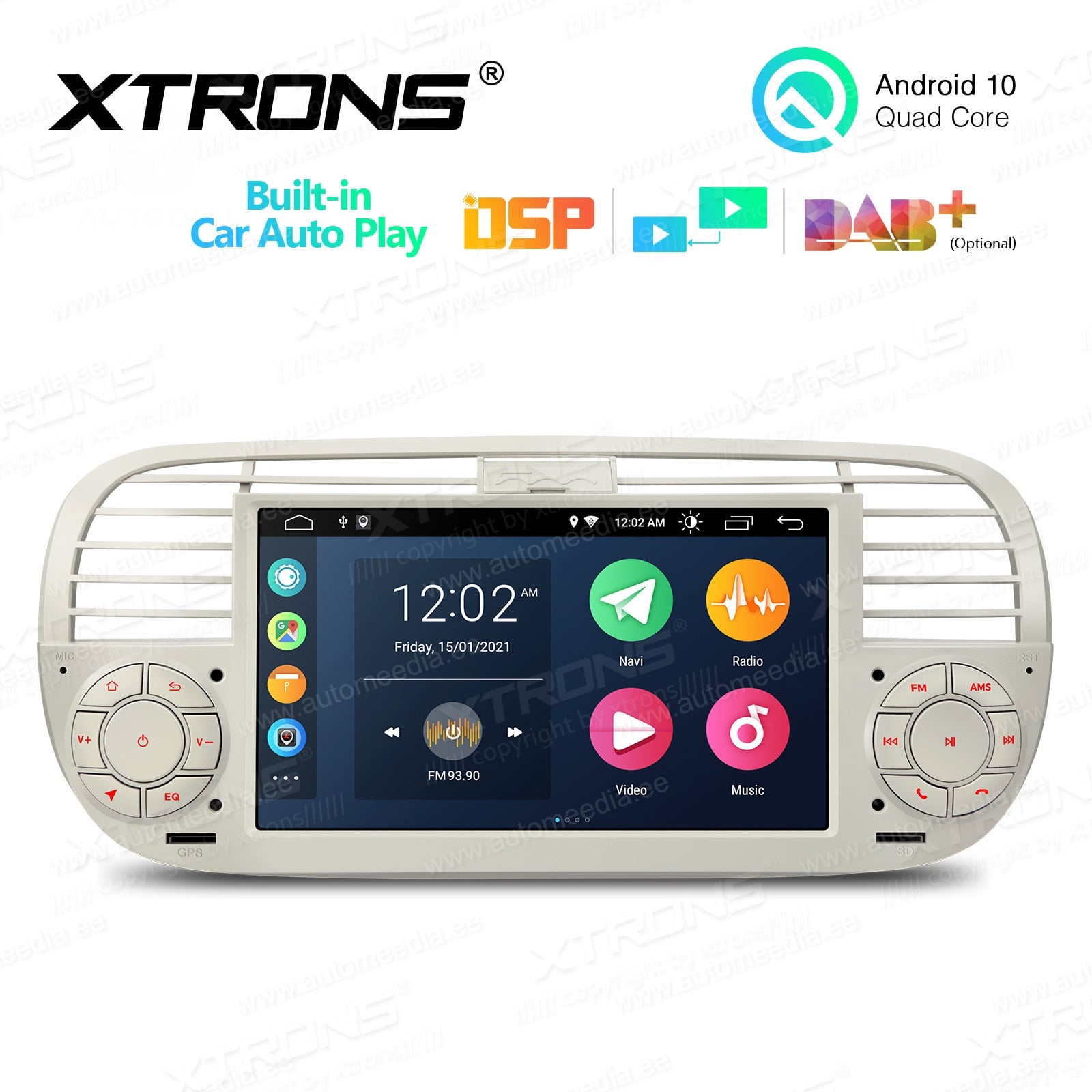 7" Android 10.0 Autoradio Für FIAT 500 2007-2015 GPS NAVI WIFI Bluetooth USB RDS