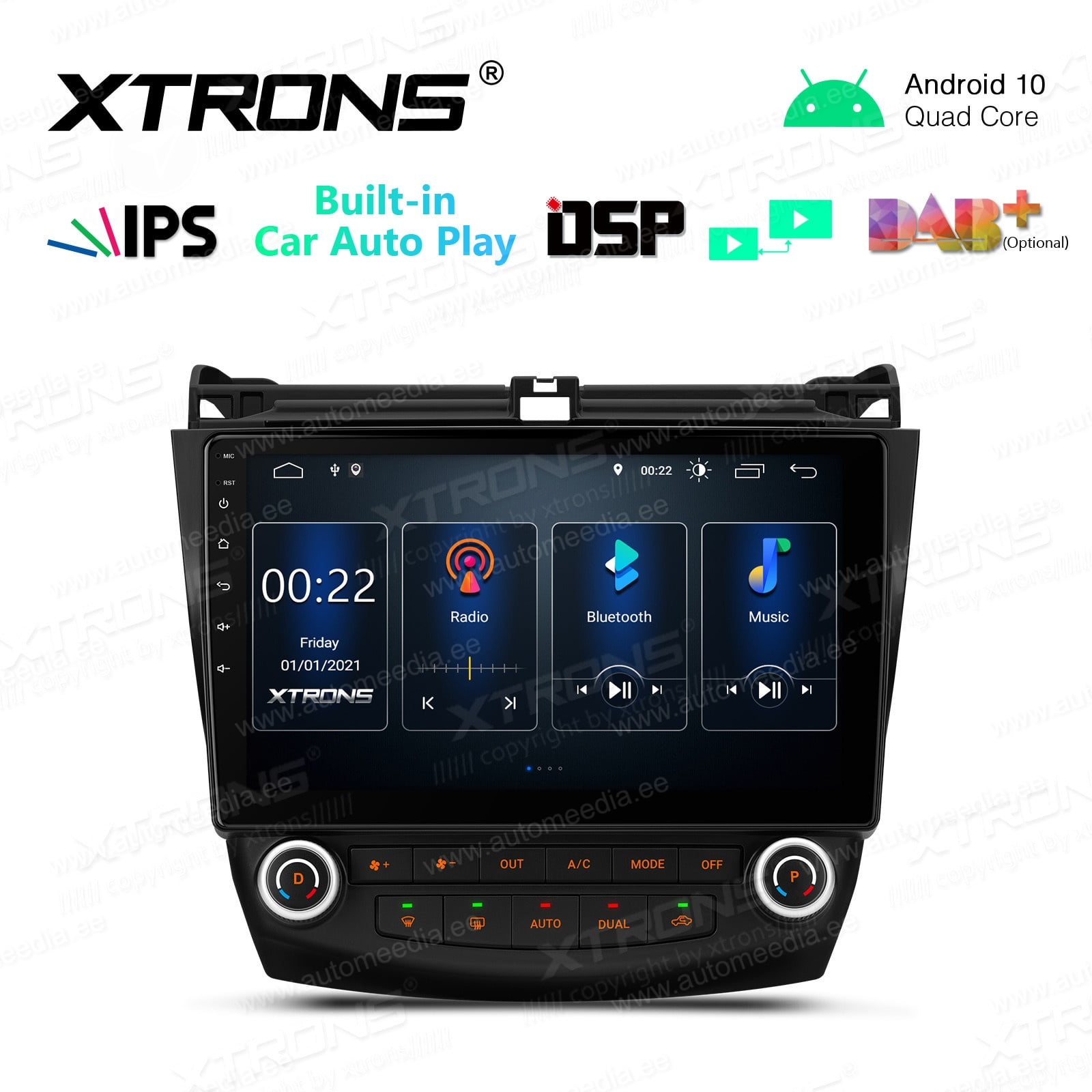 XTRONS 9 inch Touch Display Android 10.0 Quad-Core Car Stereo Radio Navigator GPS with Bluetooth 5.0 USB Port Full RCA Output Supports DVR OBD TPMS Backup Camera for Kia Sportage 