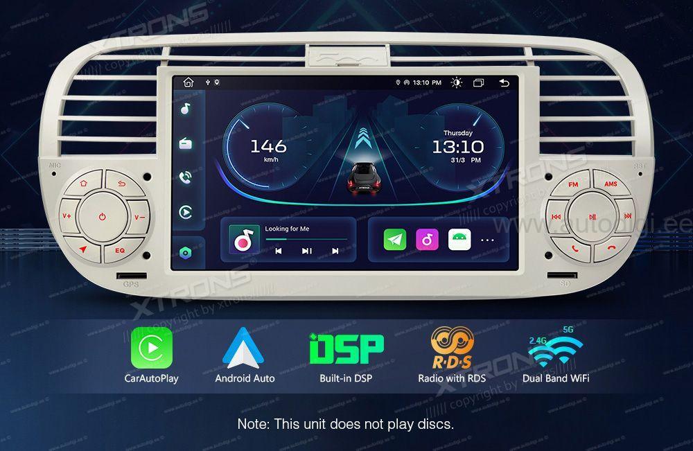 Fiat 500 (2007-2015)  XTRONS PE7150FL_C Car multimedia GPS player with Custom Fit Design