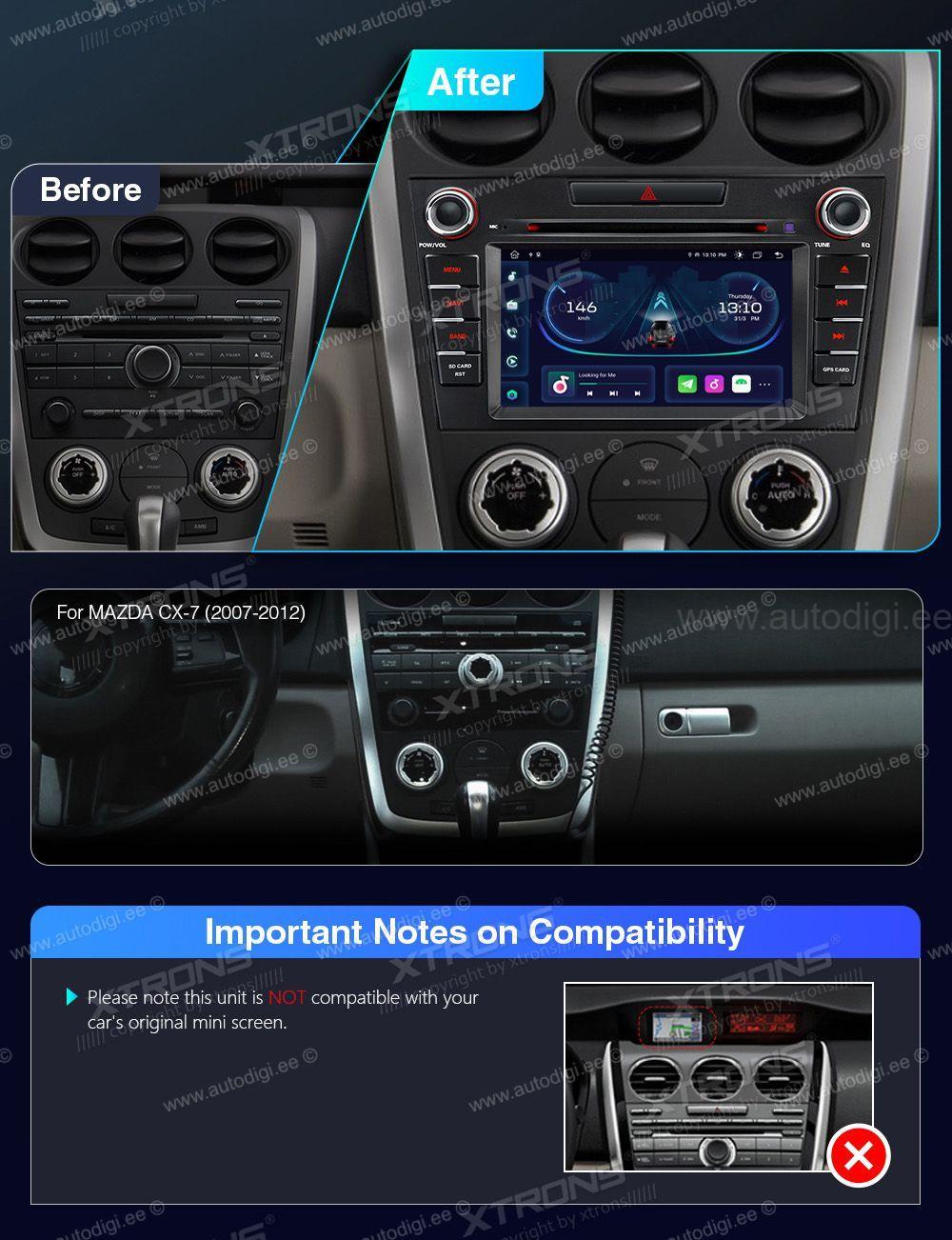 Mazda CX7 (2007-2012)  custom fit multimedia radio suitability for the car