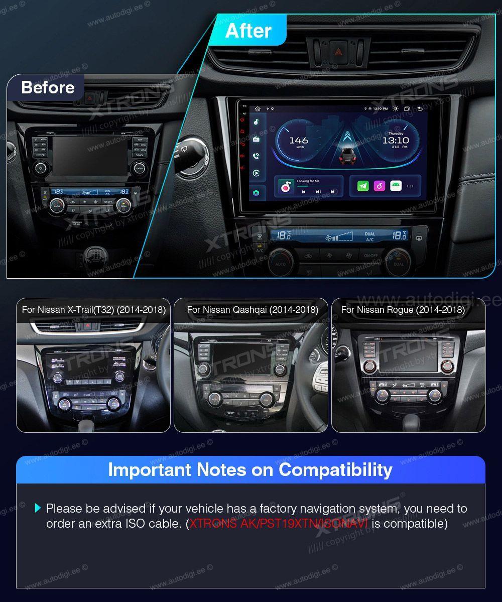 XTRONS Nissan  mallikohtaisen multimediaradion soveltuvuus autoon